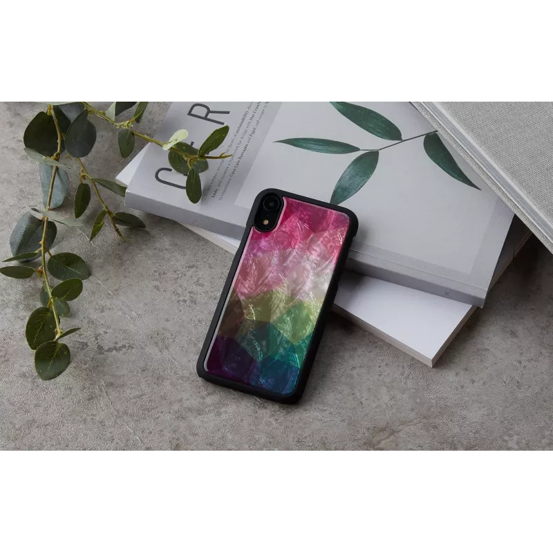 Smartphone case iKins for iPhone XR — water flower design, black
