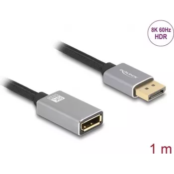 DeLOCK DisplayPort extension cable 8K 60 Hz 1 m grey metal without latch