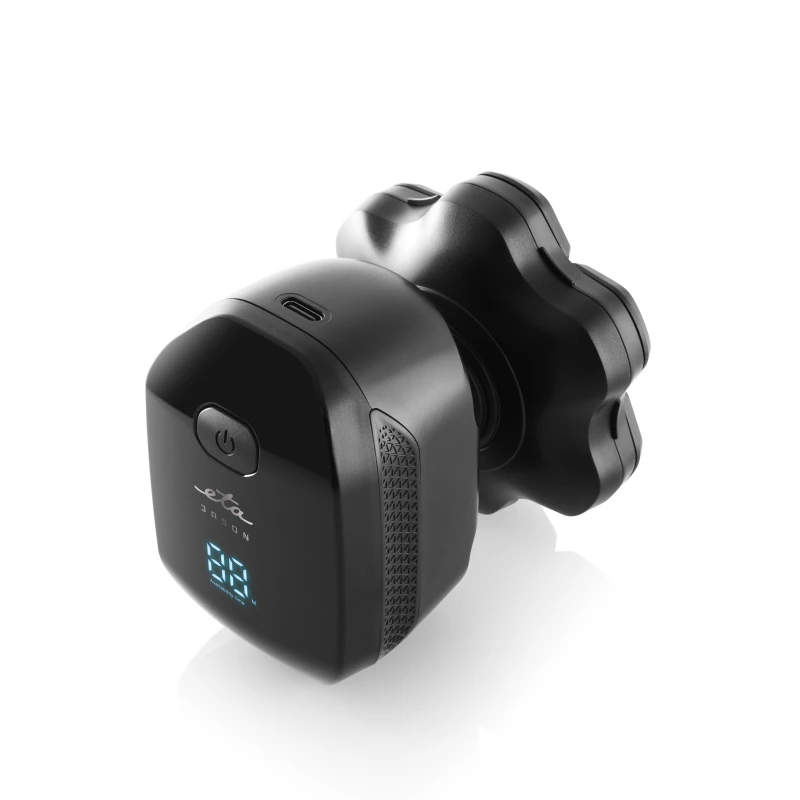 Head shaver ETA Jason 534390000 black ? 7-blade rotary head shaver, Li-Ion rechargeable, washable, 60 min runtime