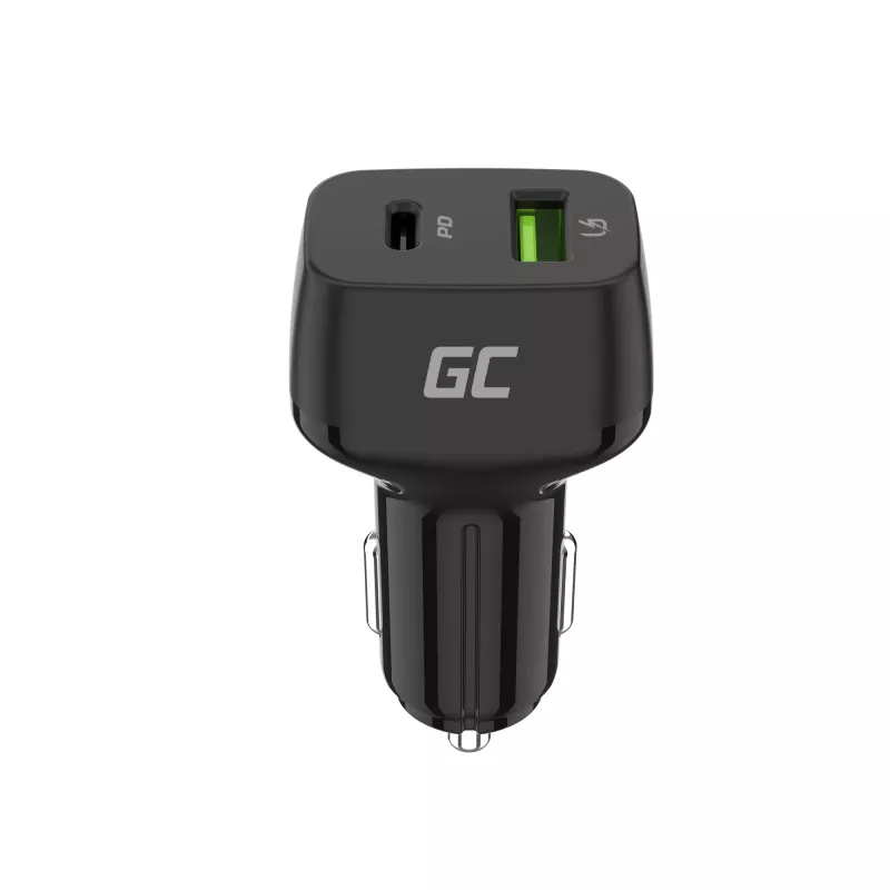 Car mobile device charger Green Cell CAD33, 42W, USB-C PD + USB-A QC3.0, 12/24V input, 5–12V output