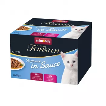 Wet cat food animonda Vom Feinsten Kitten complete meal — 24 x 85 g trays, 81% moisture, 9% protein, for growth (2–4.9 kg)