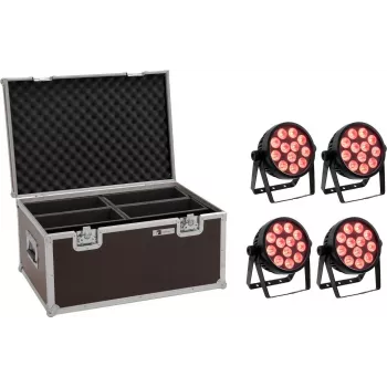 LED spot light EUROLITE 4C-12 Silent Slim 4x with transport case