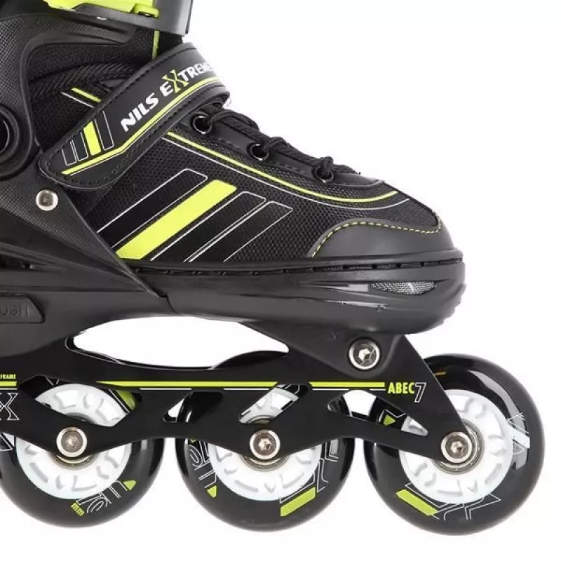 Nils Extreme NH18191 2IN1 Inline Skates BLACK/LIME SIZE. L (39-43) With Interchangeable Hockey Skates