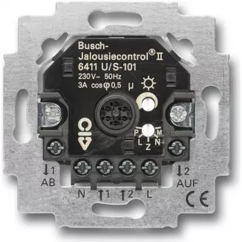 Busch-Jaeger 6411 U/S-101. Produkttyp: Auslöser Rollo/Jalousie, Befestigungstyp: Unterputzmontiert, Anzahl Kanäle: 2 Kanäle. Energiequelle: AC, Leistu