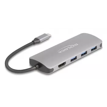 USB-C hub DELOCK 64323 — USB 3.2 Gen 2 Type-C host, HDMI + 2× USB-A + 2× USB-C, 10 Gbit/s, grey