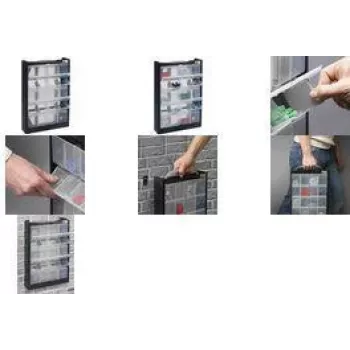 Small Parts Organizer allit 466250, compartments storage box, 300×465×80 mm, black/grey