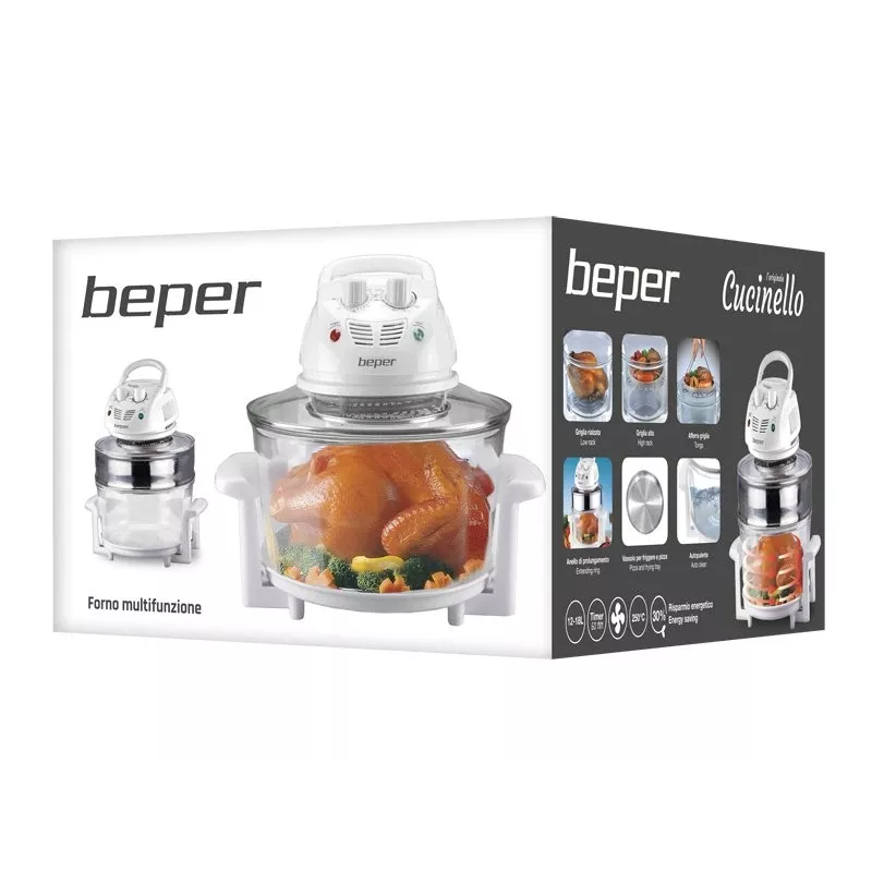 Electric Food Steamer Beper BF.640 2-tier, adjustable timer, countertop food steamer