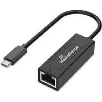 USB Type-C to RJ45 Ethernet Adapter MediaRange MRCS237, Gigabit 10/100/1000 Mbps, 20 cm, Black