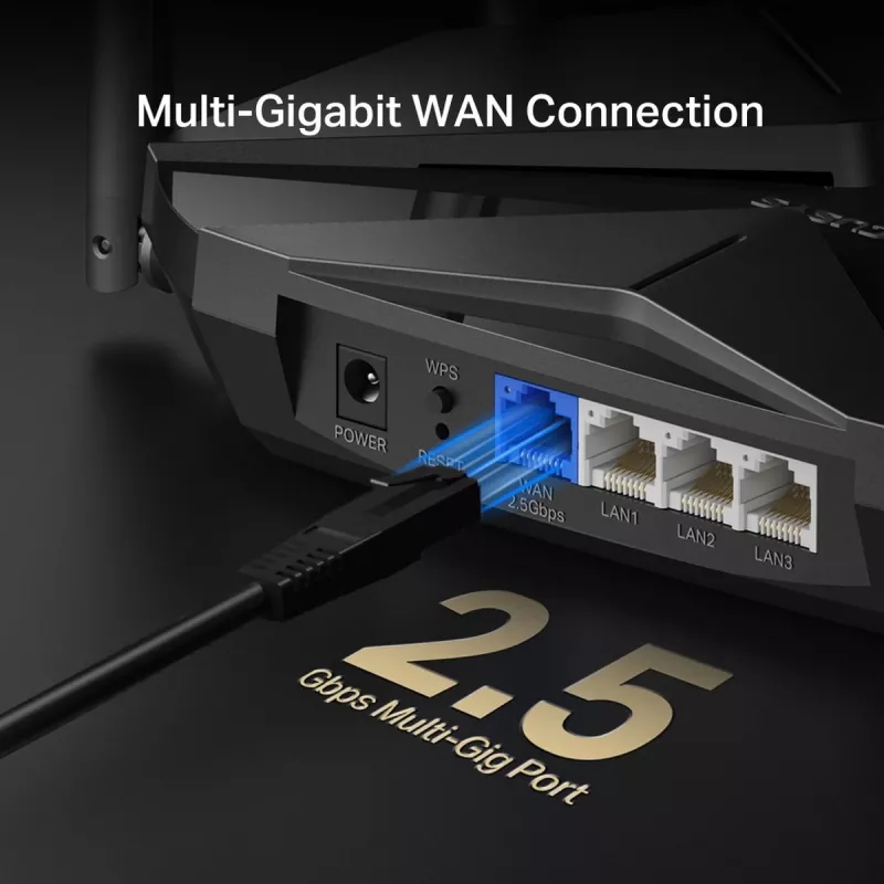 Tabletop router MERCUSYS MR85X AX3000 Dual-band Wi‑Fi 6, 3000 Mbps, 4 antennas, 3 Gigabit LAN ports, black