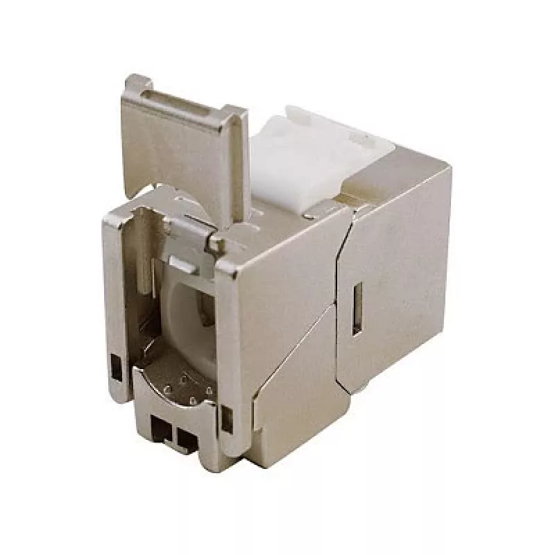 Shielded Cat.6A Slim Keystone Jack, EQUIP 767223, Toolfree, RJ-45, Flat, Silver, 8 pcs