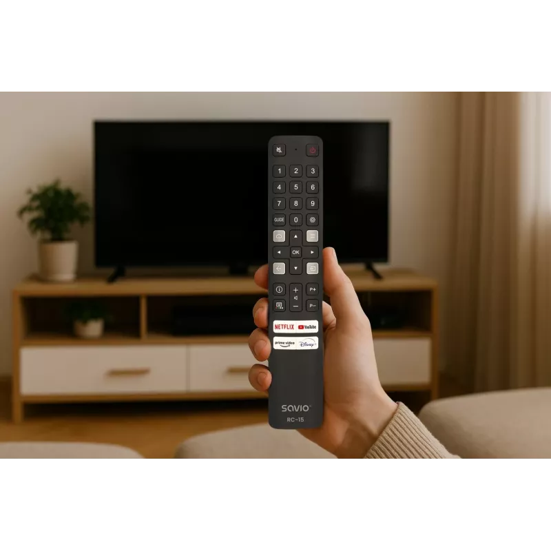 SAVIO universal TV remote RC-15 for TCL SMART TV, IR wireless, black, range 10 m