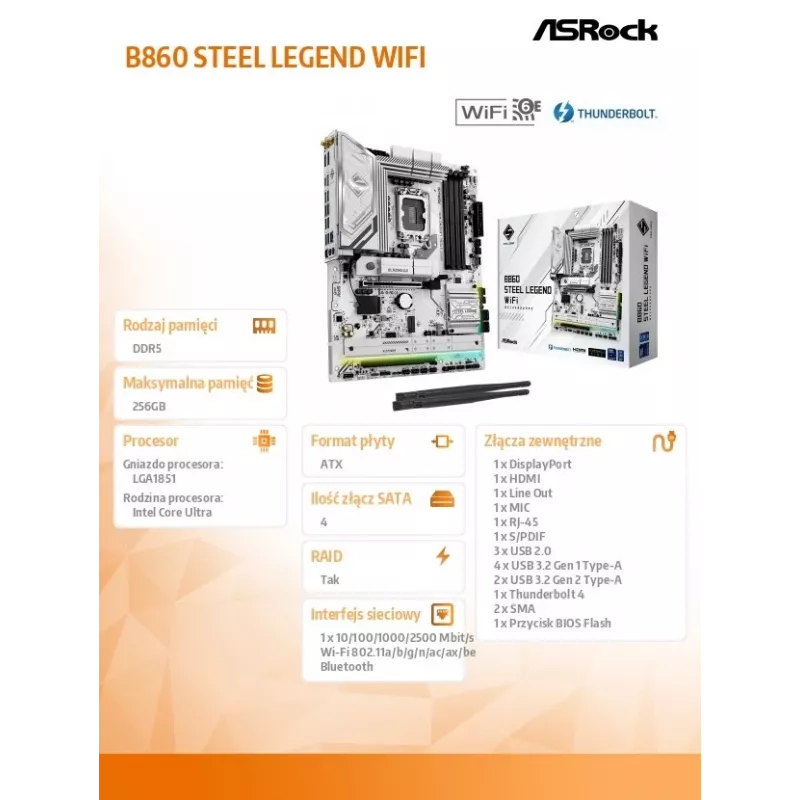 ASRock B860 Steel Legend WiFi ATX Motherboard