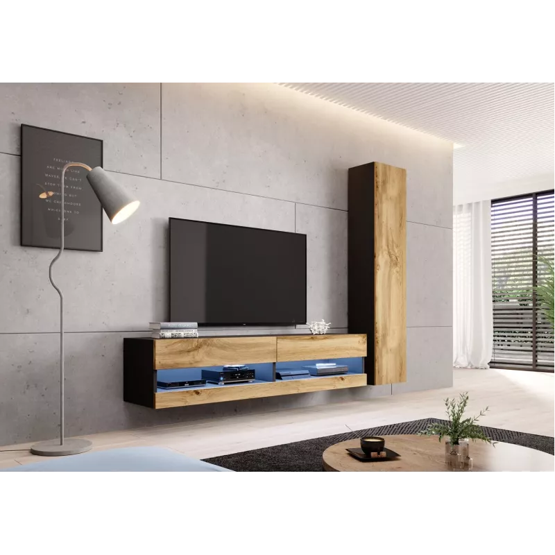 Cama full cabinet VIGO '180' 180/40/30 black/wotan oak