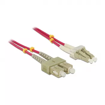 Fibre optic cable DELOCK LC–SC 5 m, multimode 50 µm, full duplex, violet