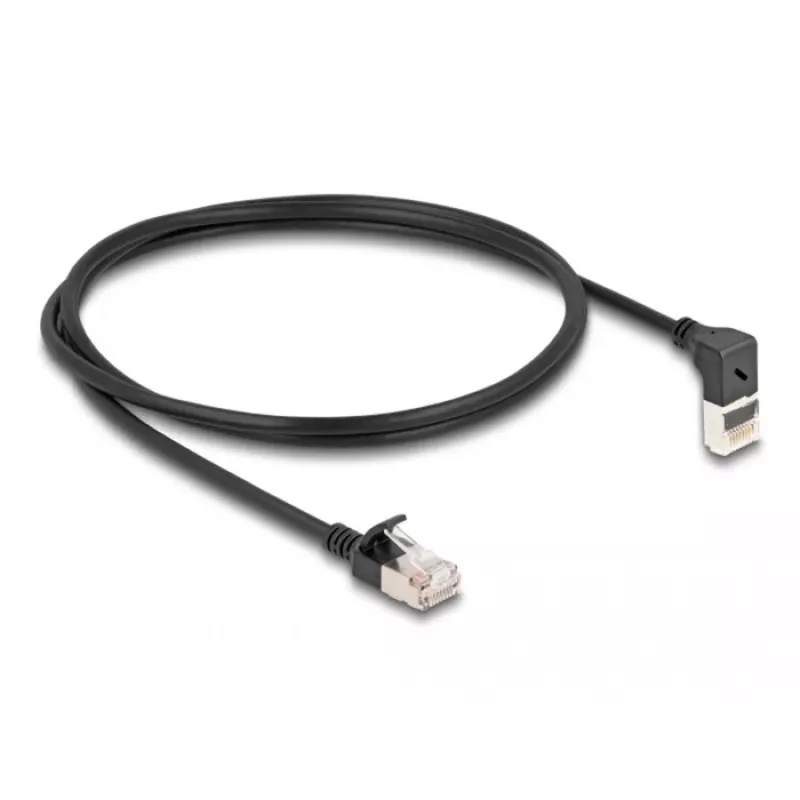 DeLOCK RJ45 Network Cable Cat.6A S/FTP Slim 90° upwards angled 1 m black