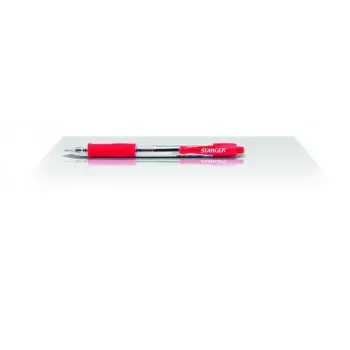 Ballpoint pen Stanger 18000300040 Softgrip retractable — red ink, retractable tip, soft grip