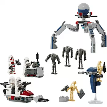 LEGO Star Wars Clone Trooper & Battle Droid Battle Pack Building Toys for Kids with Speeder Bike Vehicle 4 Minifigures and 5 Figures Gifts for Boys