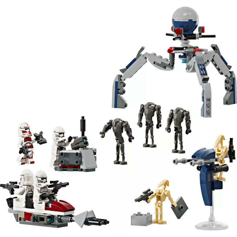 LEGO Star Wars Clone Trooper & Battle Droid Battle Pack Building Toys for Kids with Speeder Bike Vehicle 4 Minifigures and 5 Figures Gifts for Boys
