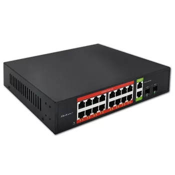 Network Switch QOLTEC 52292 — Gigabit Ethernet PoE, 16x RJ45, 2x RJ45 uplink, 2x SFP