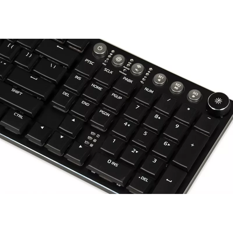 iBOX Aurora K-6 IKGMK6 Mechanical Low-Profile Gaming Keyboard, Wired + RF Wireless + Bluetooth, KRGD Red switches, LED backlight, QWERTY English, Black