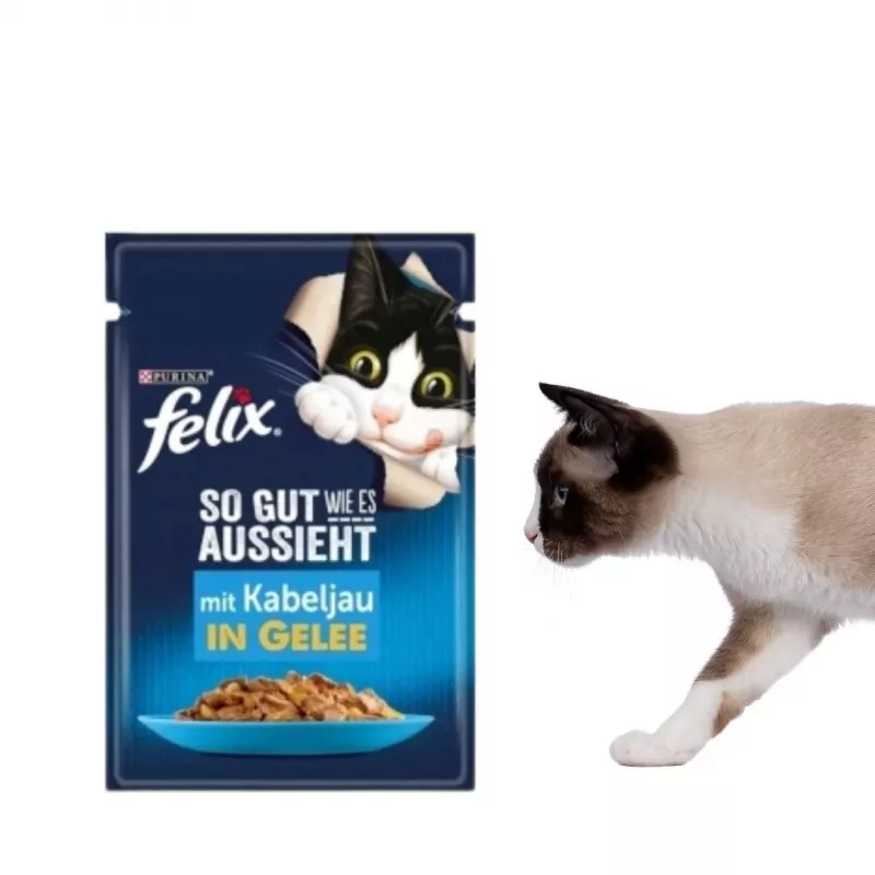 Wet cat food Purina Felix high protein 100 g sachet — fish & chicken flavour, adult cats, pack of 120