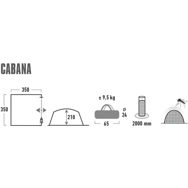 Pavillon Cabana (Grey/Lime, 3,5m x 3,5m)