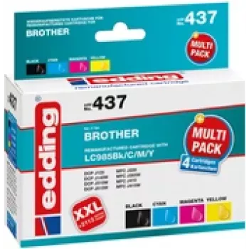edding printer cartridges EDD-437 black, cyan, magenta, yellow compatible with brother LC-985BK/C/M/