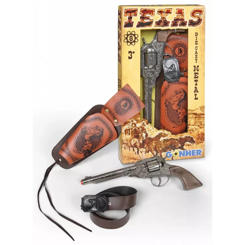 Toy metal cowboy revolver Pulio 155150/0 with detachable holster, single-action replica