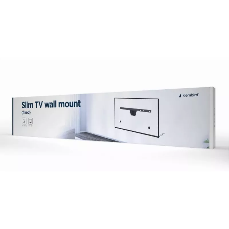 Gembird WM-S80F-01 slim fixed TV wall mount 37-80" (2.03 m), VESA up to 600x400, max 50 kg, black
