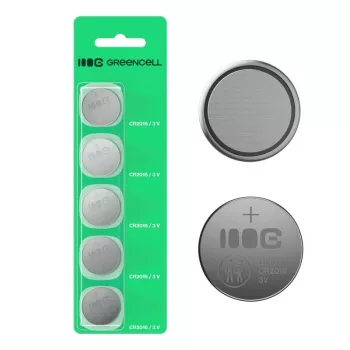 Button Lithium Battery Green Cell CR2016 3V — Pack of 5