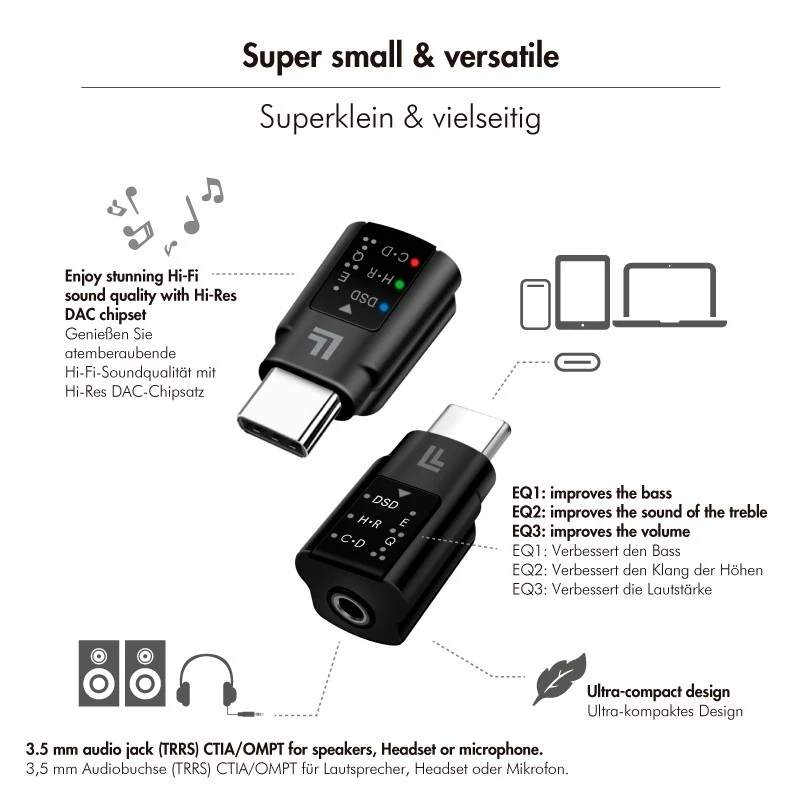 LogiLink USB-C DAC Audio Adapter. USB-C/M to 3.5 Mm/F. Black