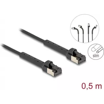 Network Cable DeLOCK RJ45 Slim Cat.8.1 U/FTP 0.5m Black