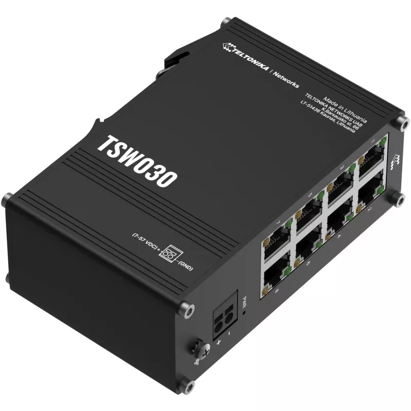 Teltonika TSW, Unmanaged 8 Port Industrial Ethernet Switch