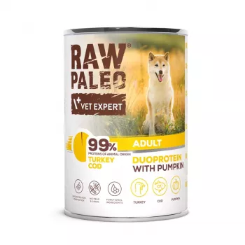 RAW PALEO Duoprotein Turkey & Cod Adult - wet dog food - 400g