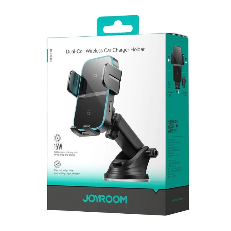 Car dashboard smartphone mount with wireless charger Wozinsky — black