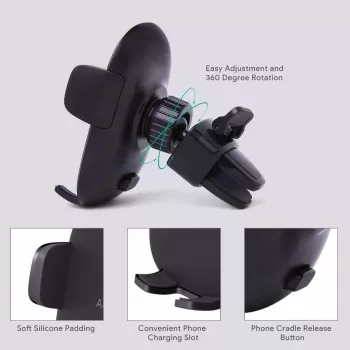 Phone holder Aukey HD-C48 adjustable 360° for smartphones and small tablets, clamp mount, rotatable arm