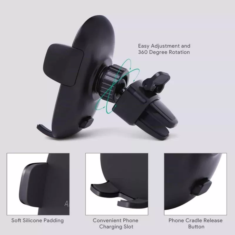Phone holder Aukey HD-C48 adjustable 360° for smartphones and small tablets, clamp mount, rotatable arm