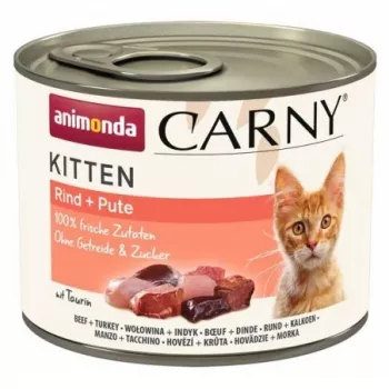 Wet cat food animonda Carny Kitten Beef with Turkey 200 g – complete meal for kittens, 80% moisture, 10.5% protein