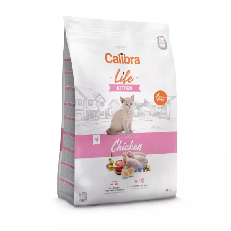 Dry cat food Calibra Cat Life Kitten Chicken 6 kg — kitten formula, 37% protein, 21.5% fat