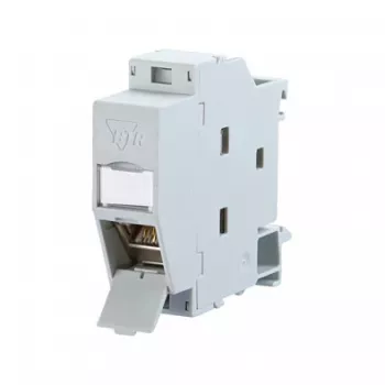 METZ CONNECT REGplus IP20 E-DAT Module, CAT 6A Socket for DIN Rail TH35, Grey