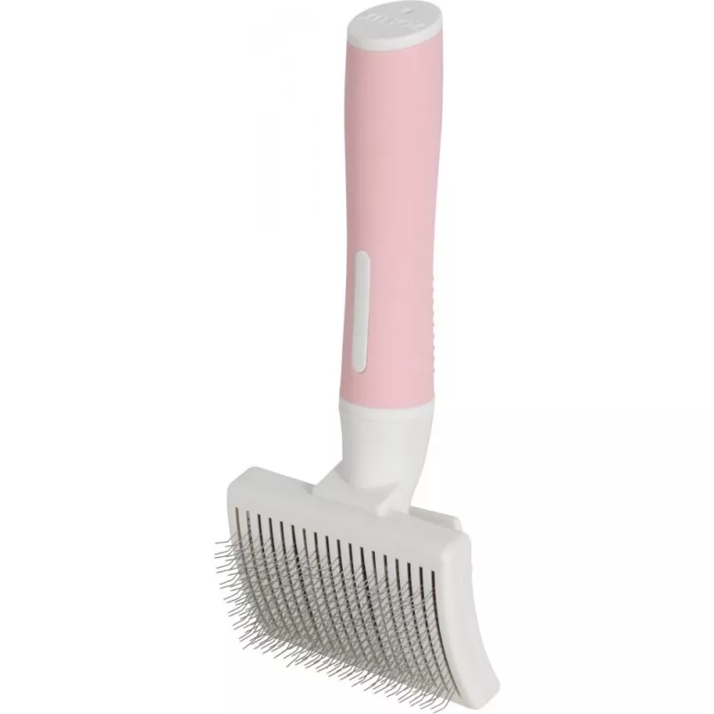 Brush ZOLUX 550004 — cat brush S, steel bristles, plastic handle, 175 mm, pink/white