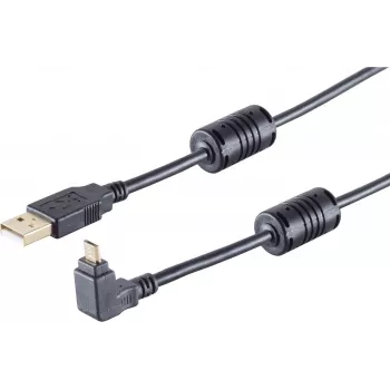 USB Cable S/CONN 13-10002 USB 2.0 1m Black