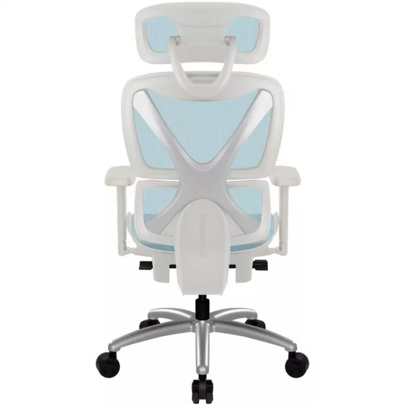 Ergonomic Office Chair thunder x3 TEGC-3073102.B1 — White and Blue upholstery, adjustable armrests, high backrest