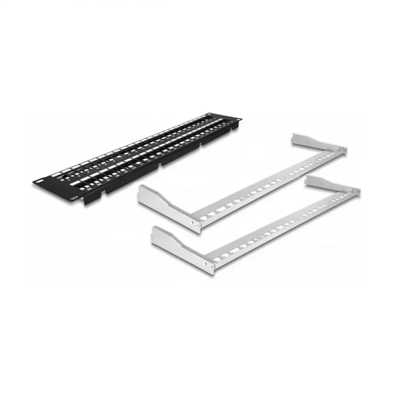 DeLOCK 19 inch Keystone Patch Panel 48 port with strain reliefs 2U black