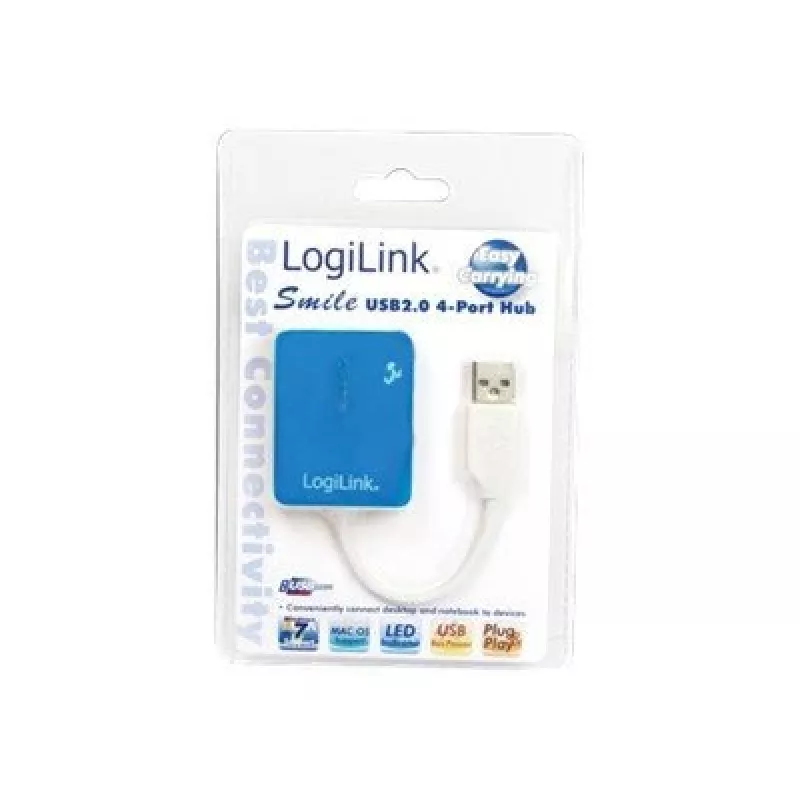 LogiLink USB 2.0 4-Port Hub - Blue - Windows 98SE/ME/200/XP/Vista/2003/7 (UA0136)