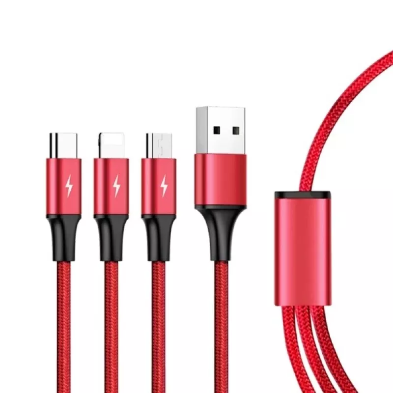 UNITEK C4049RD USB cable 1.2 m USB A USB C/Micro-USB B/Lightning Red
