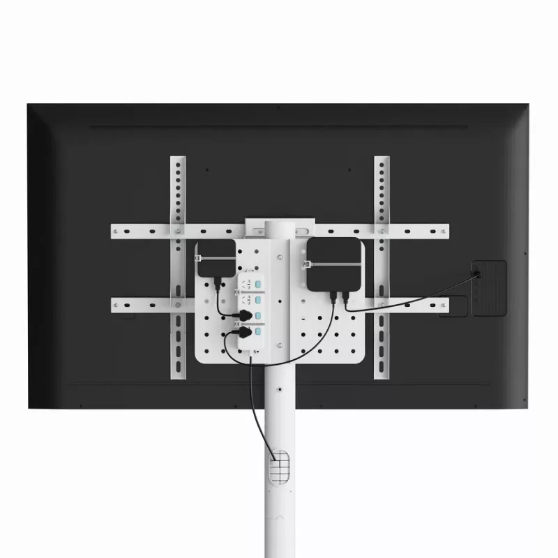 Floor TV stand GEMBIRD TVS-86TR-01-W for 37–86 inch TVs, white, swivel & tilt, VESA 200x200–600x400, max load 50 kg