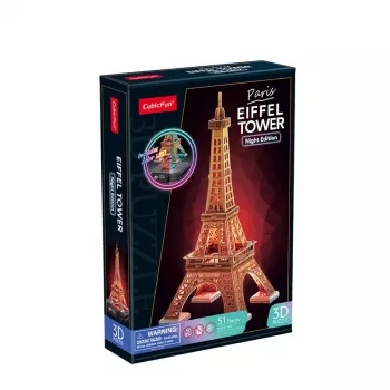 3D Puzzle Cubicfun Eiffel Tower Night Edition LED by cubicfun model 306-L534H – illuminated architectural 3D puzzle