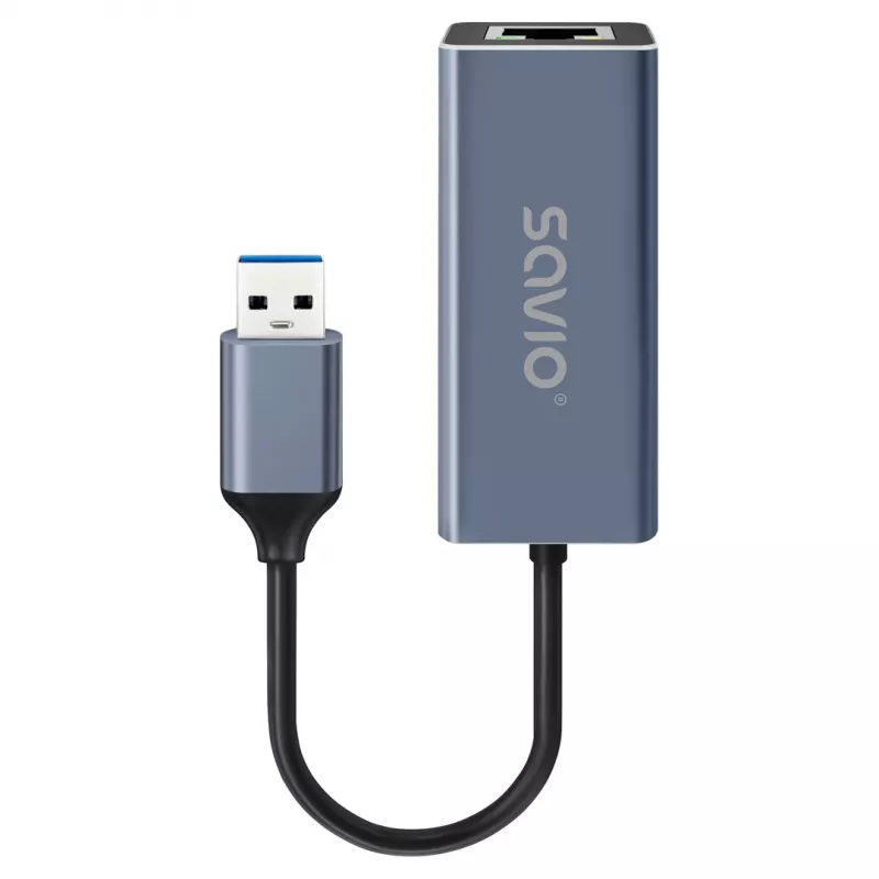 Network interface adapter SAVIO AK-83 USB Type-A to RJ-45 male, 5 Gbit/s, black
