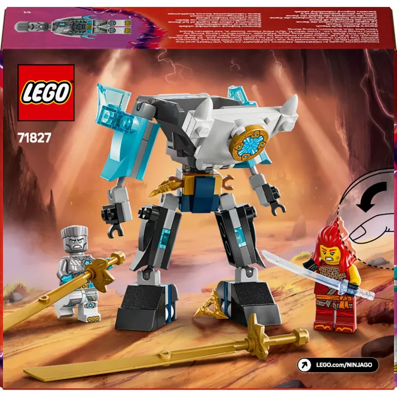LEGO NINJAGO set 71827 Zane's Battle Suit Mech, 92 pieces, 2 minifigures, height 100 mm, age 6+